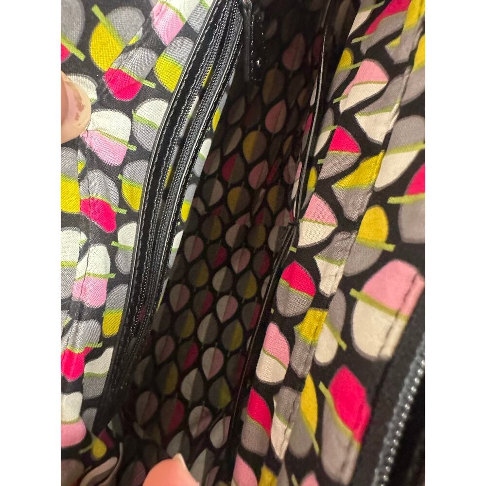 VERA BRADLEY Black Espresso Trimmed Trapeze Quilted Crossbody Top Handle Purse - Picture 13 of 16
